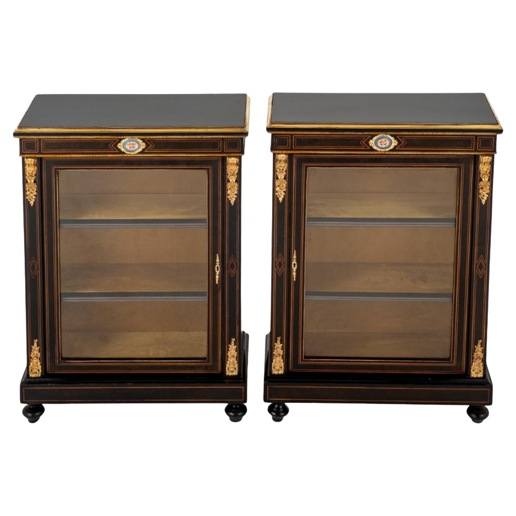 Victorian Pier Cabinets Ebonized Display, 1890 For Sale