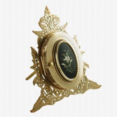 Cornice vittoriana in ottone traforato e inciso in PIETRA DURA con triplo ripiegamento