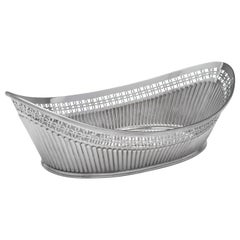 Victorian Pierced and Fluted Sterling Silver Bread Dish from London in 1894
