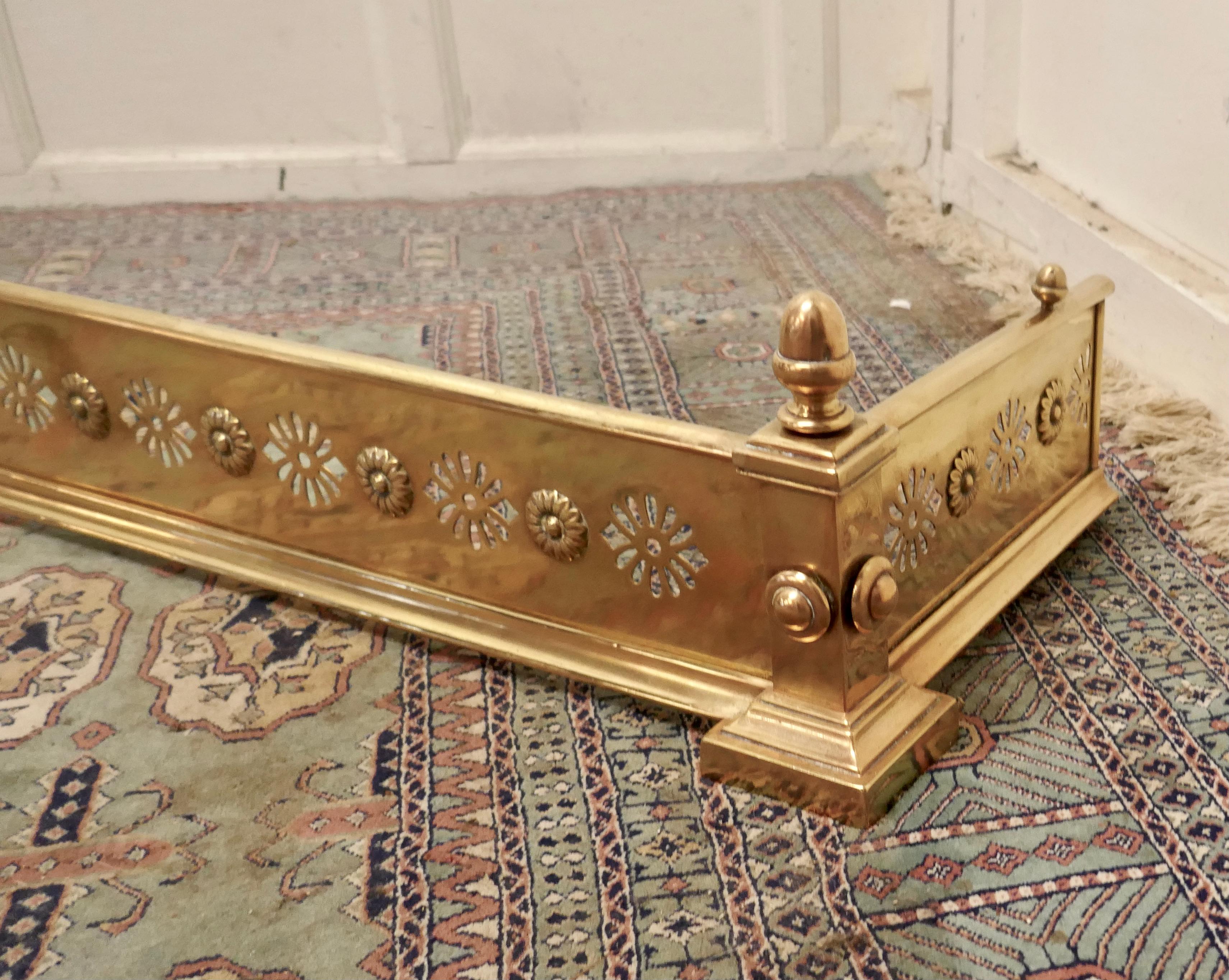 19th Century Victorian Pierced Brass Fender  For Sale