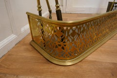 Victorian Pierced Brass Fender with Fire Irons, Late 19th Century, UK