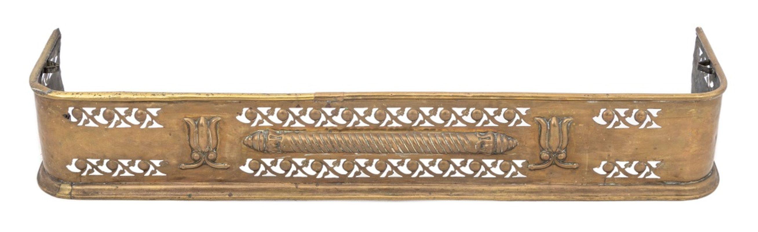 Victorian Pierced Brass Fire Screen For Sale 1