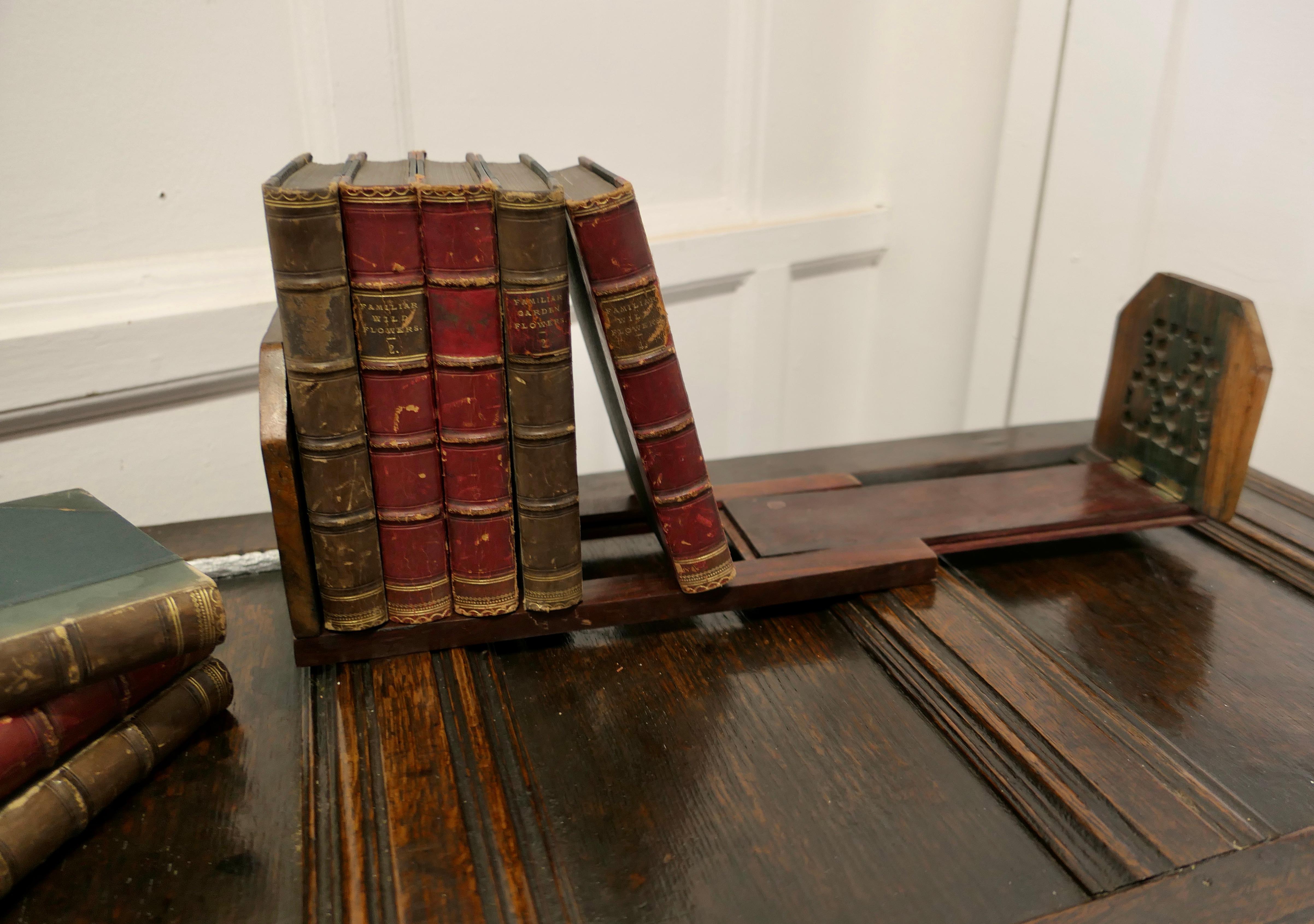 Arts and Crafts Victorian Pierced Folding Extending Bookend Slide