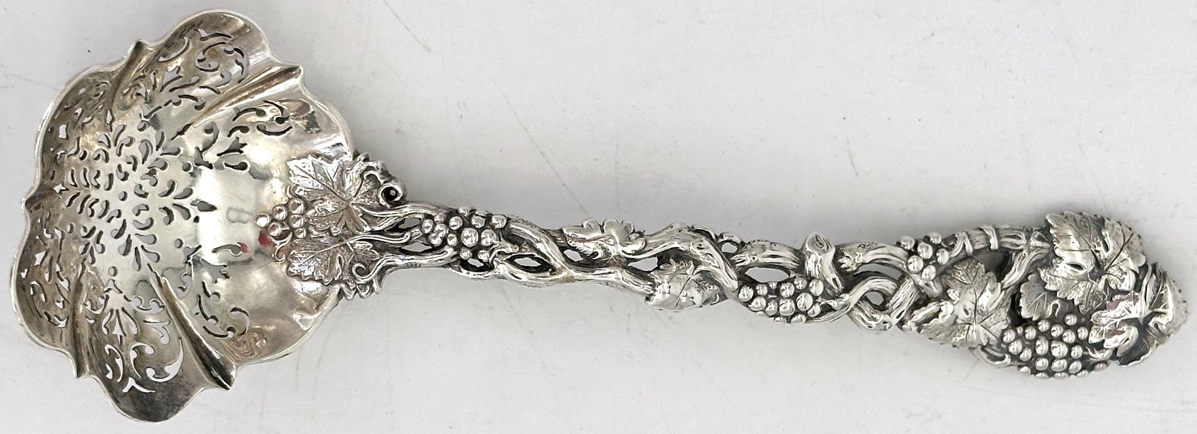 Victorian Pierced Sterling Fruit or Sugar Sifter  by George Angell, London, 1871 For Sale 2