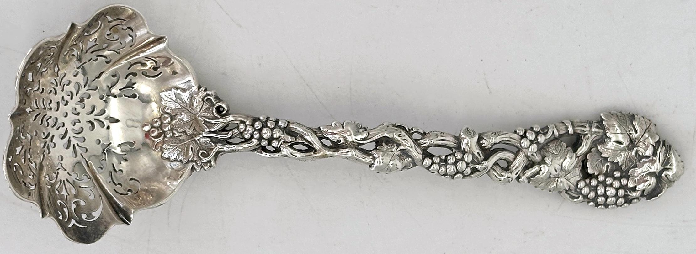 Victorian Pierced Sterling Fruit or Sugar Sifter  by George Angell, London, 1871 For Sale 3