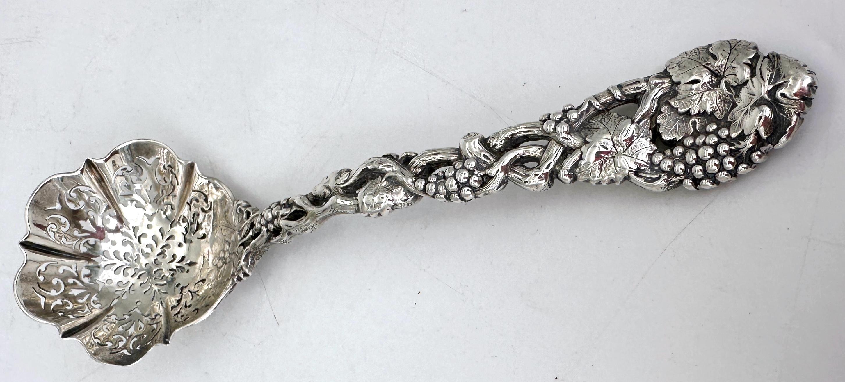 Victorian Pierced Sterling Fruit or Sugar Sifter  by George Angell, London, 1871 For Sale 6