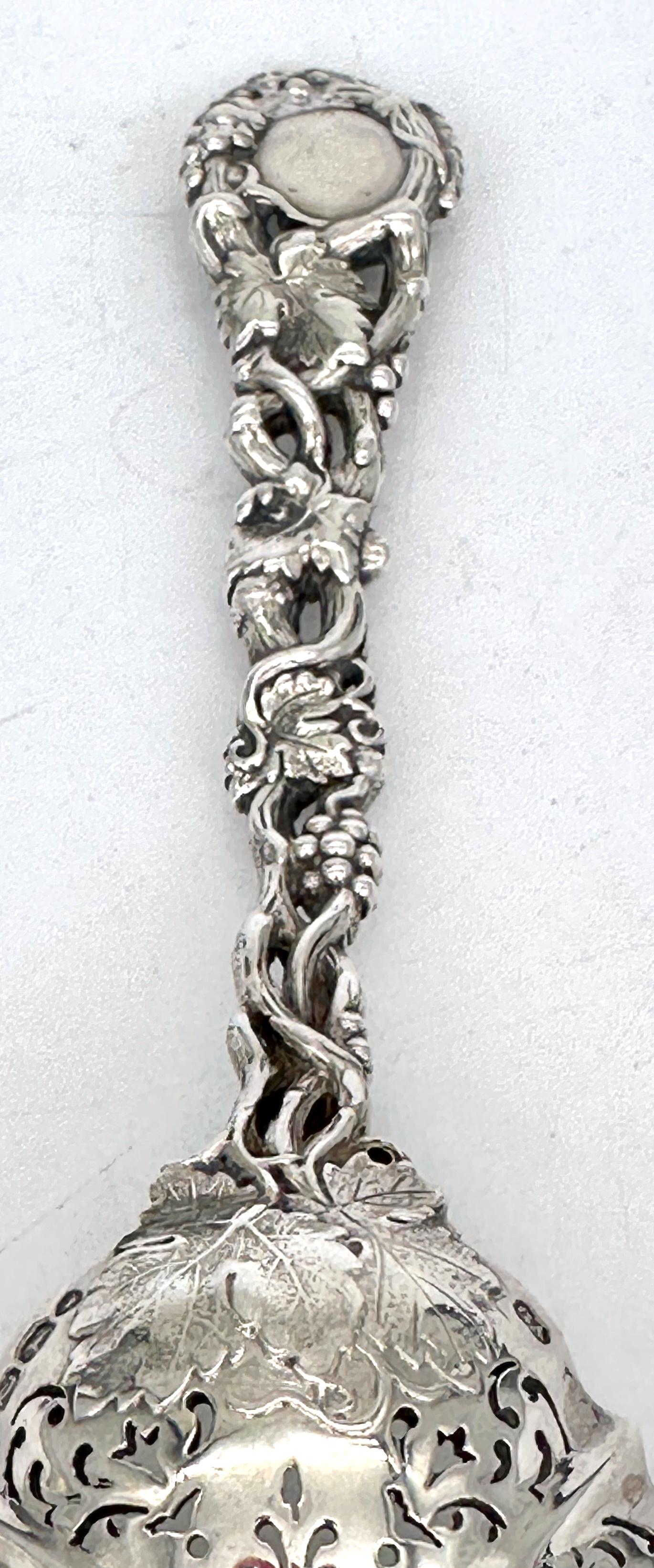 Cast Victorian Pierced Sterling Fruit or Sugar Sifter  by George Angell, London, 1871 For Sale
