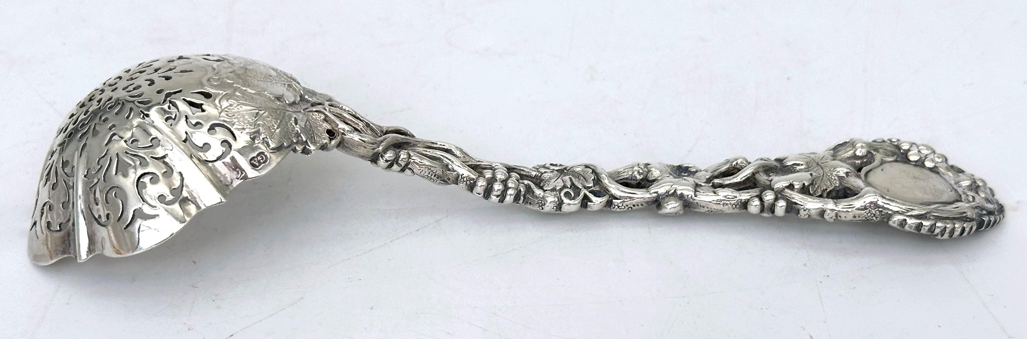 Late 19th Century Victorian Pierced Sterling Fruit or Sugar Sifter  by George Angell, London, 1871 For Sale