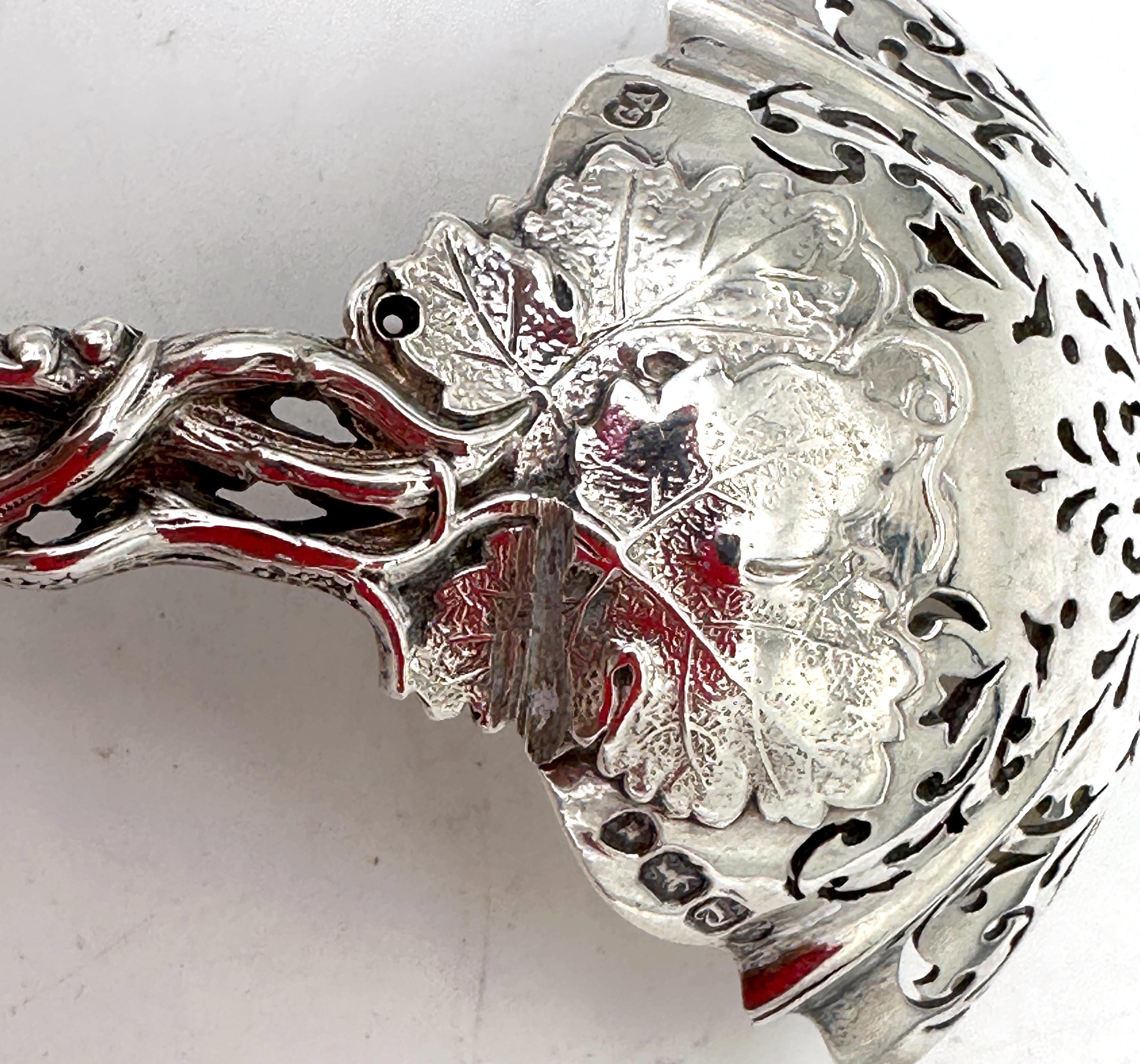 Victorian Pierced Sterling Fruit or Sugar Sifter  by George Angell, London, 1871 For Sale 1