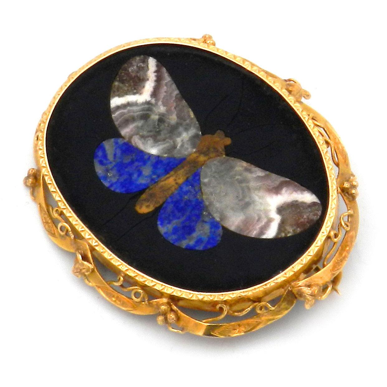 pietra dura brooch