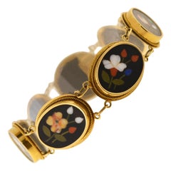Victorian Pietra Dura Floral Link Bracelet
