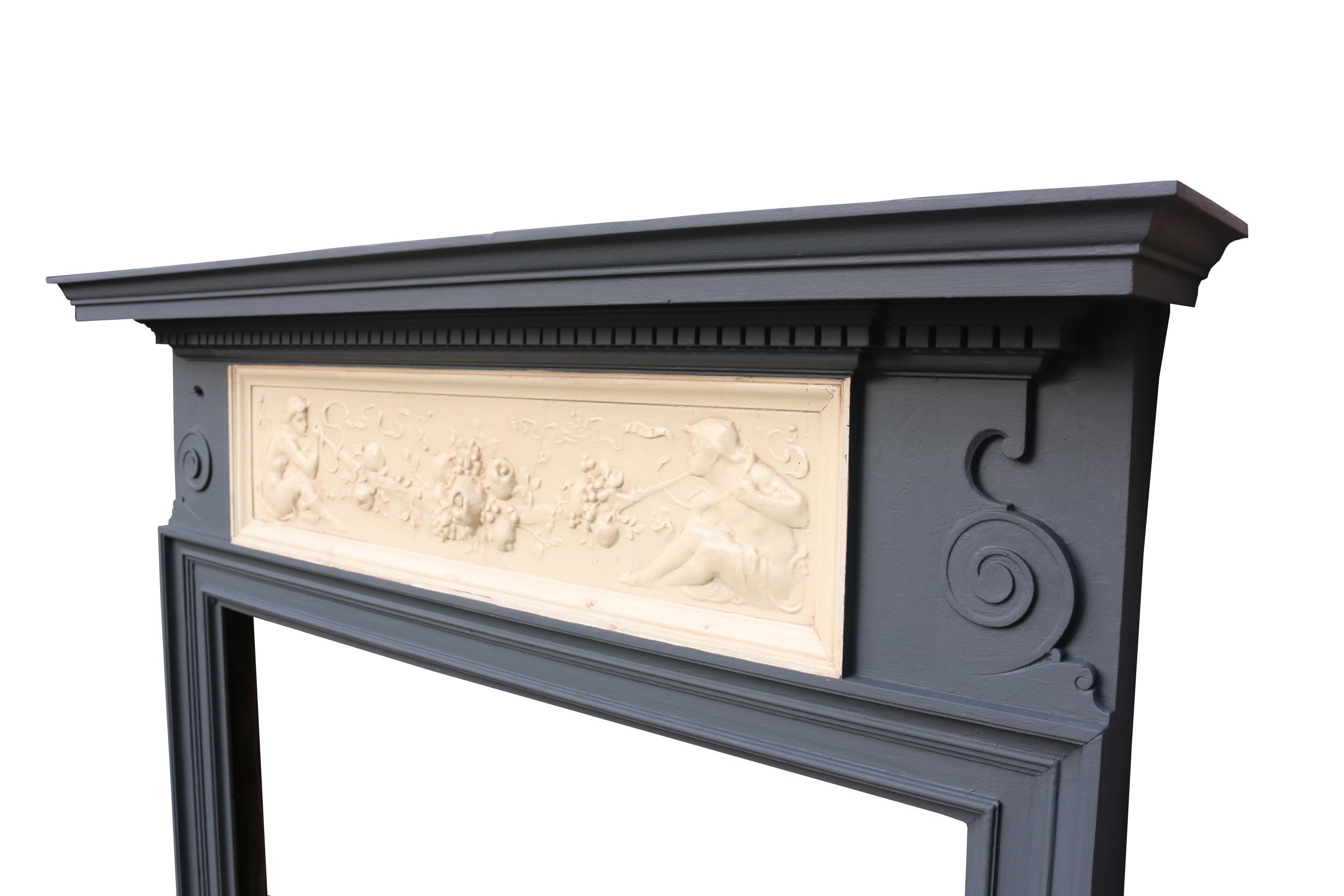 Victorian Pine and Composition Fire Mantel In Good Condition For Sale In Wormelow, Herefordshire