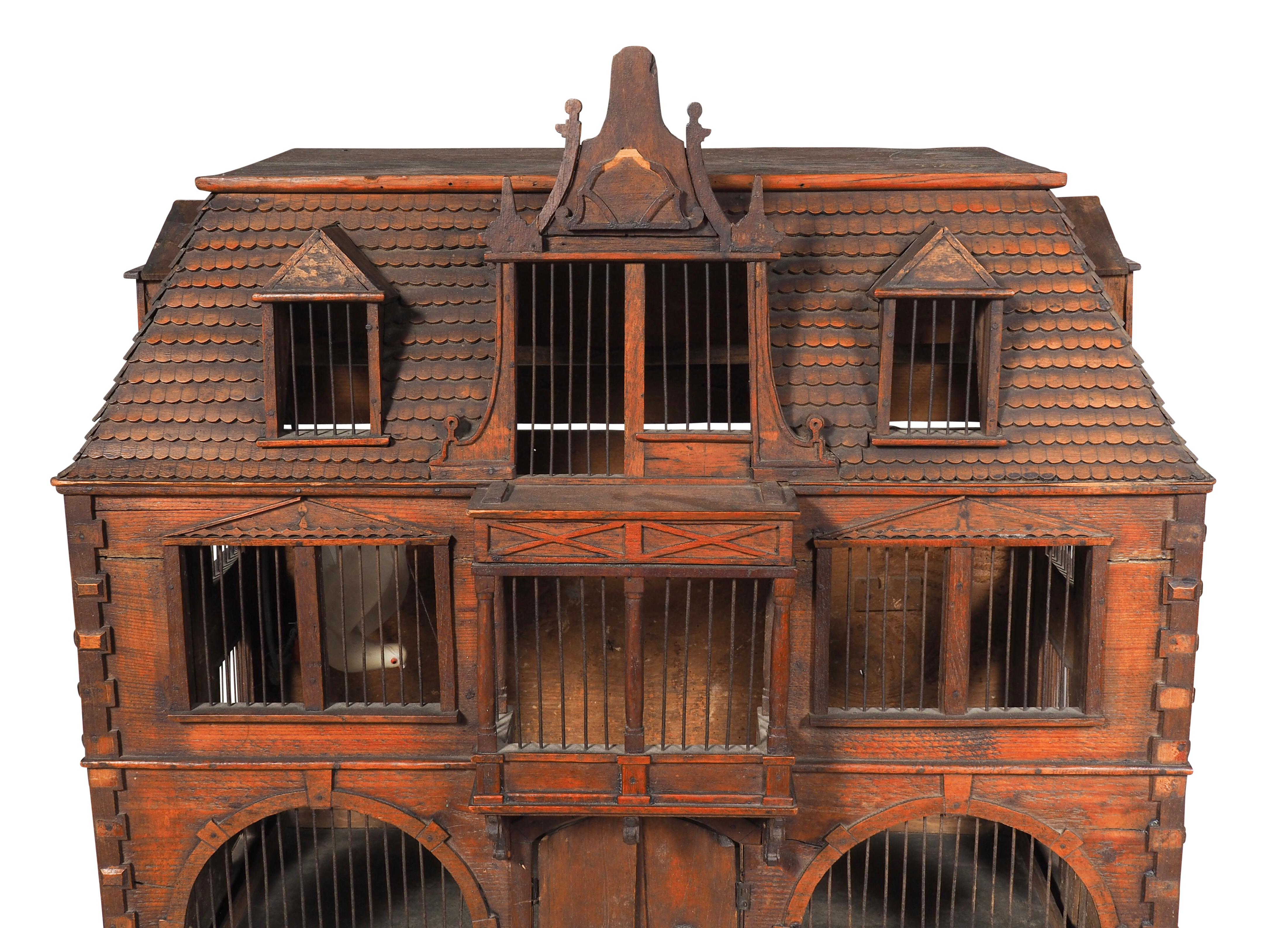 Wire Victorian Pine Birdcage For Sale