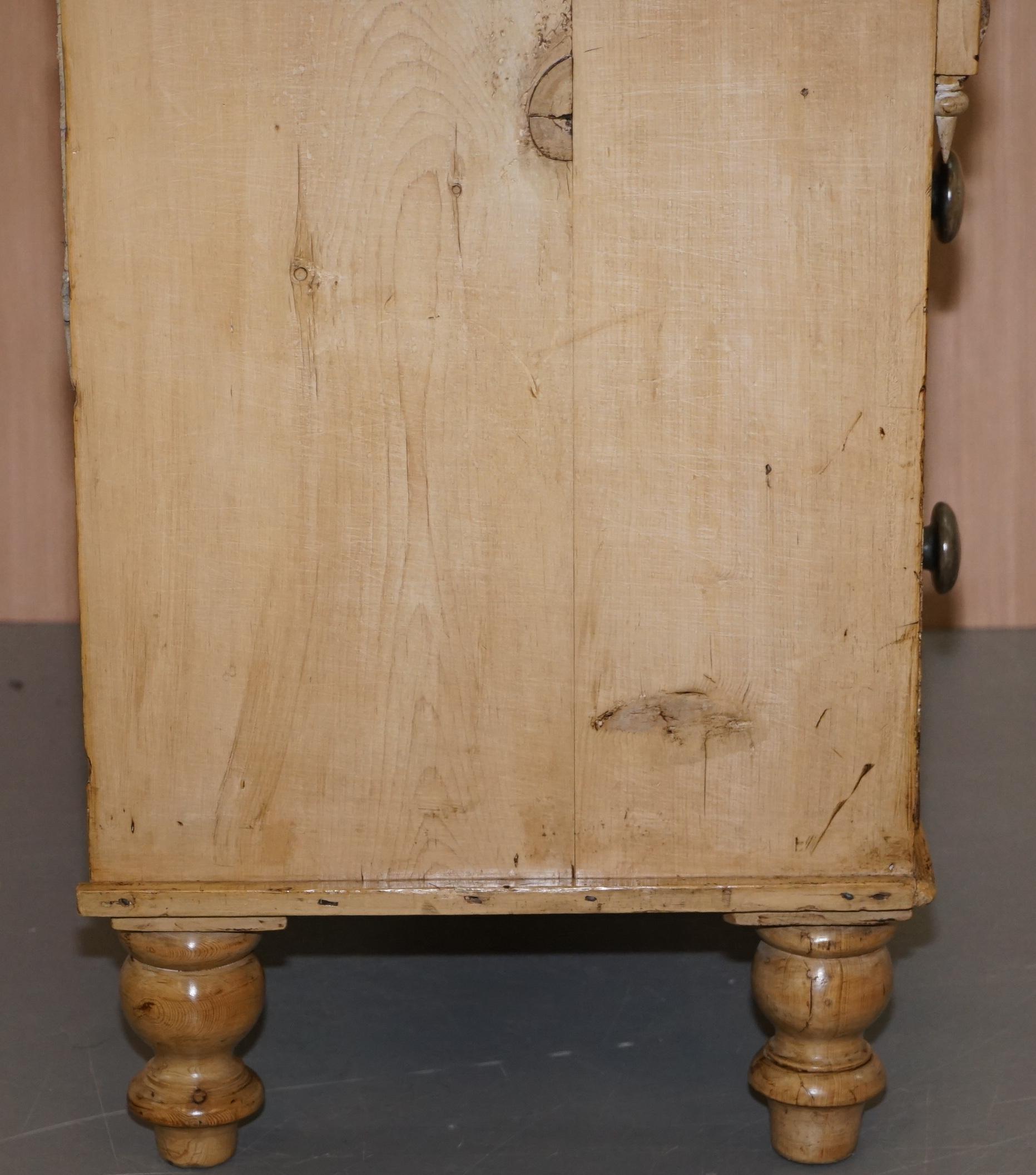 Victorian Pine Chest of Drawers Wash Stand with Gallery Back Stunning Patina For Sale 7