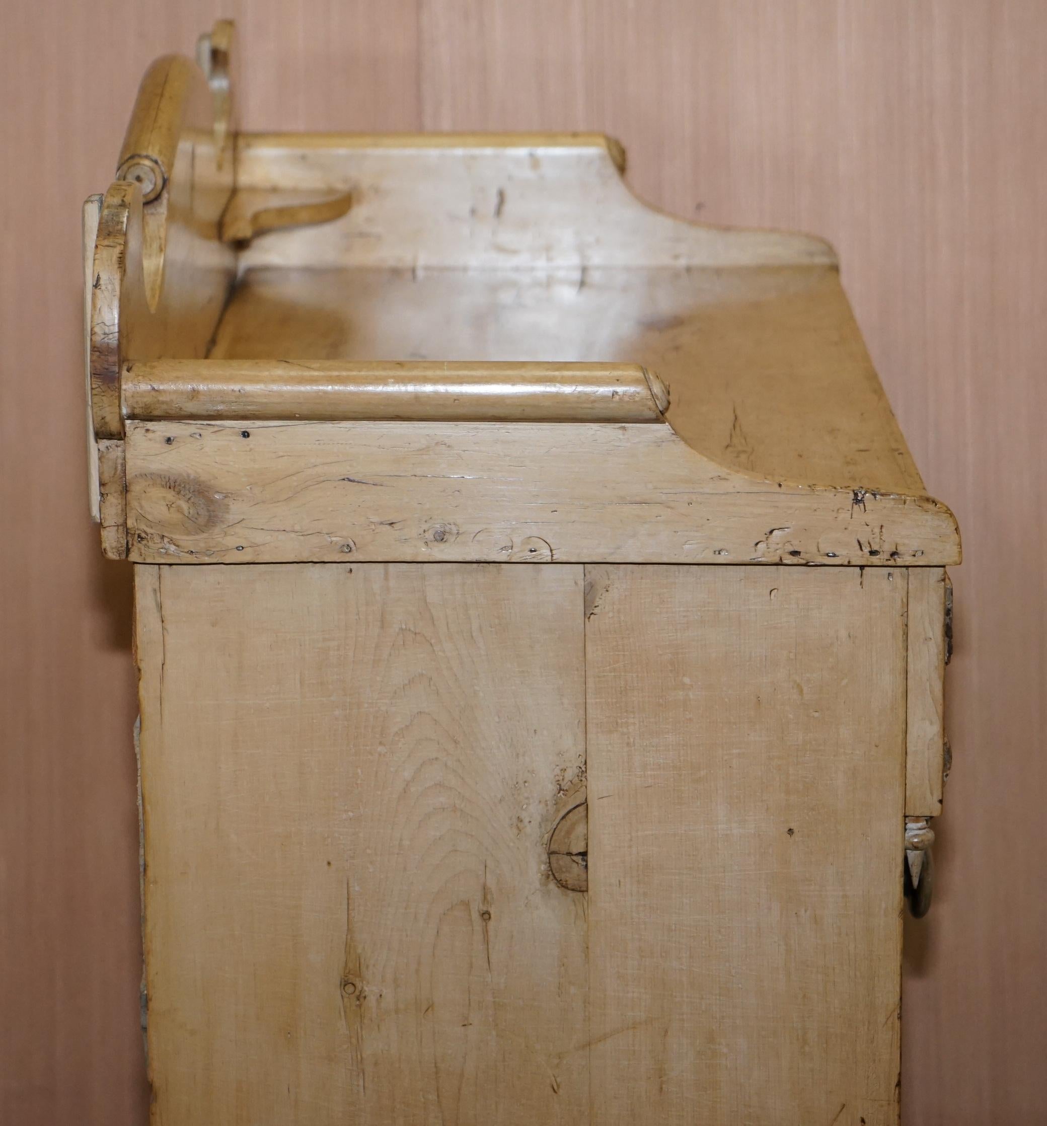 Victorian Pine Chest of Drawers Wash Stand with Gallery Back Stunning Patina For Sale 8