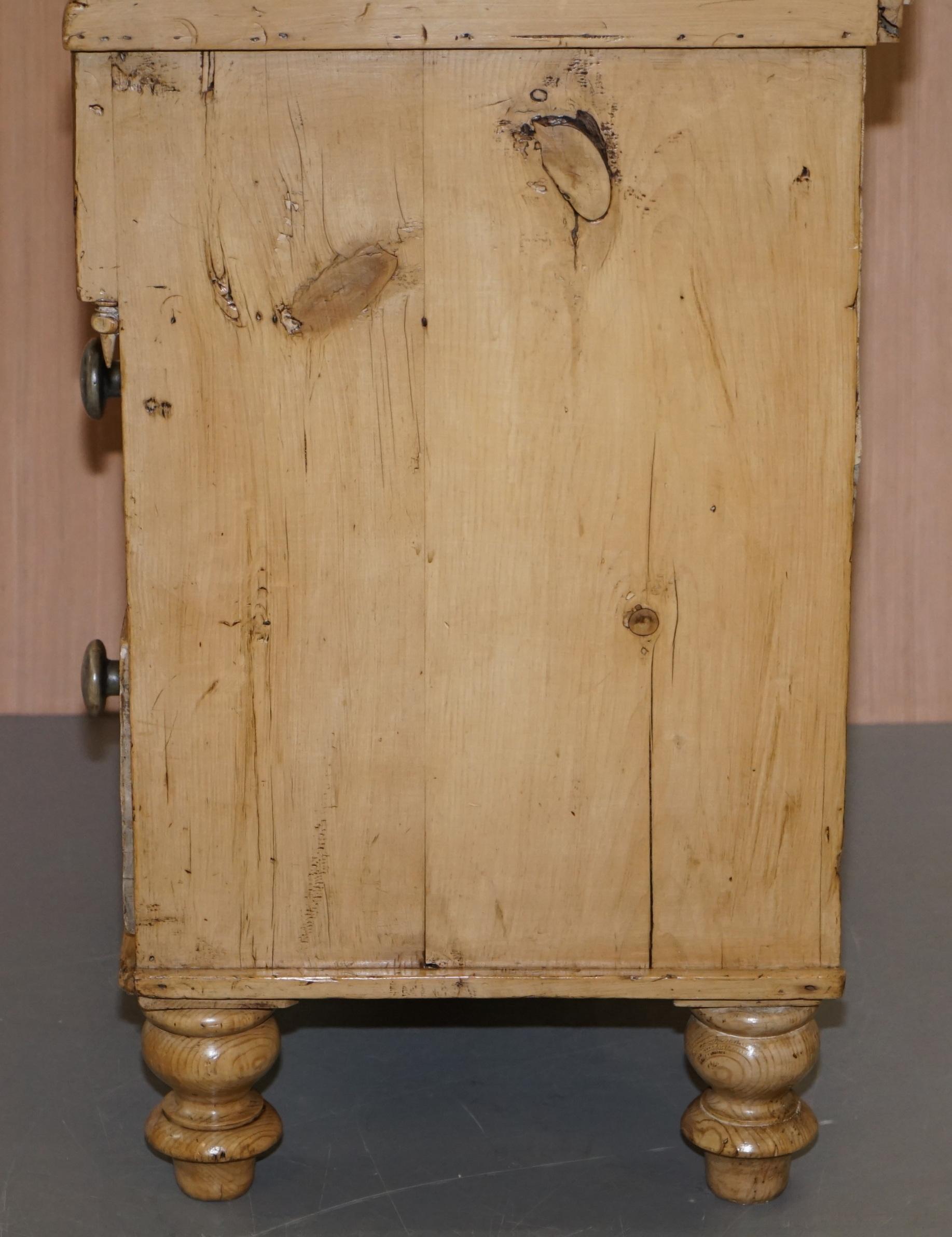Victorian Pine Chest of Drawers Wash Stand with Gallery Back Stunning Patina 11