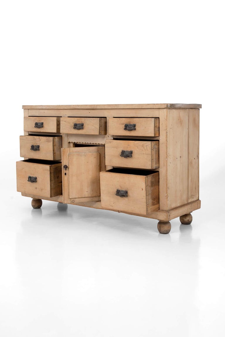 Victorian Pine Dresser Base with Four Ball Feet, circa 1880 For Sale at