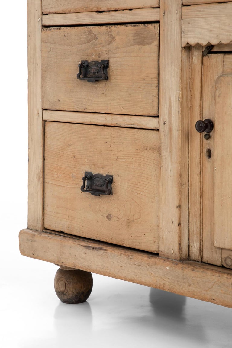 Victorian Pine Dresser Base with Four Ball Feet, circa 1880 For Sale at