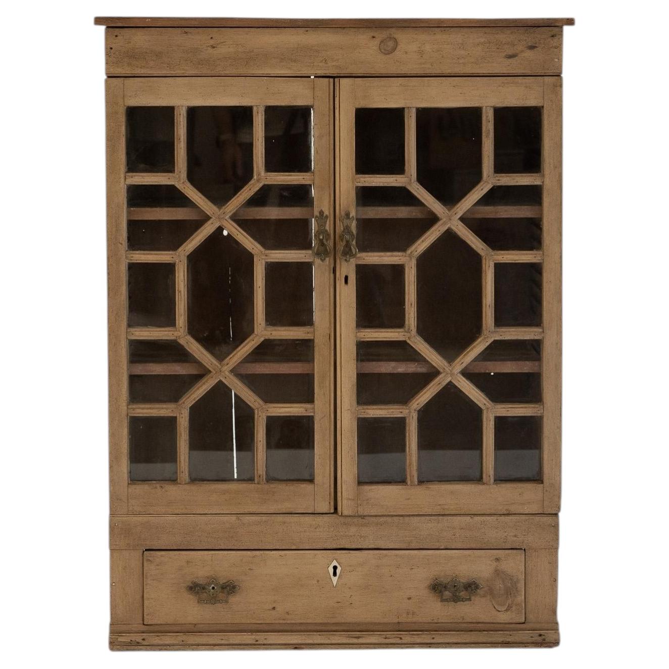 Victorian Pine Hanging Glazed Cupboard For Sale