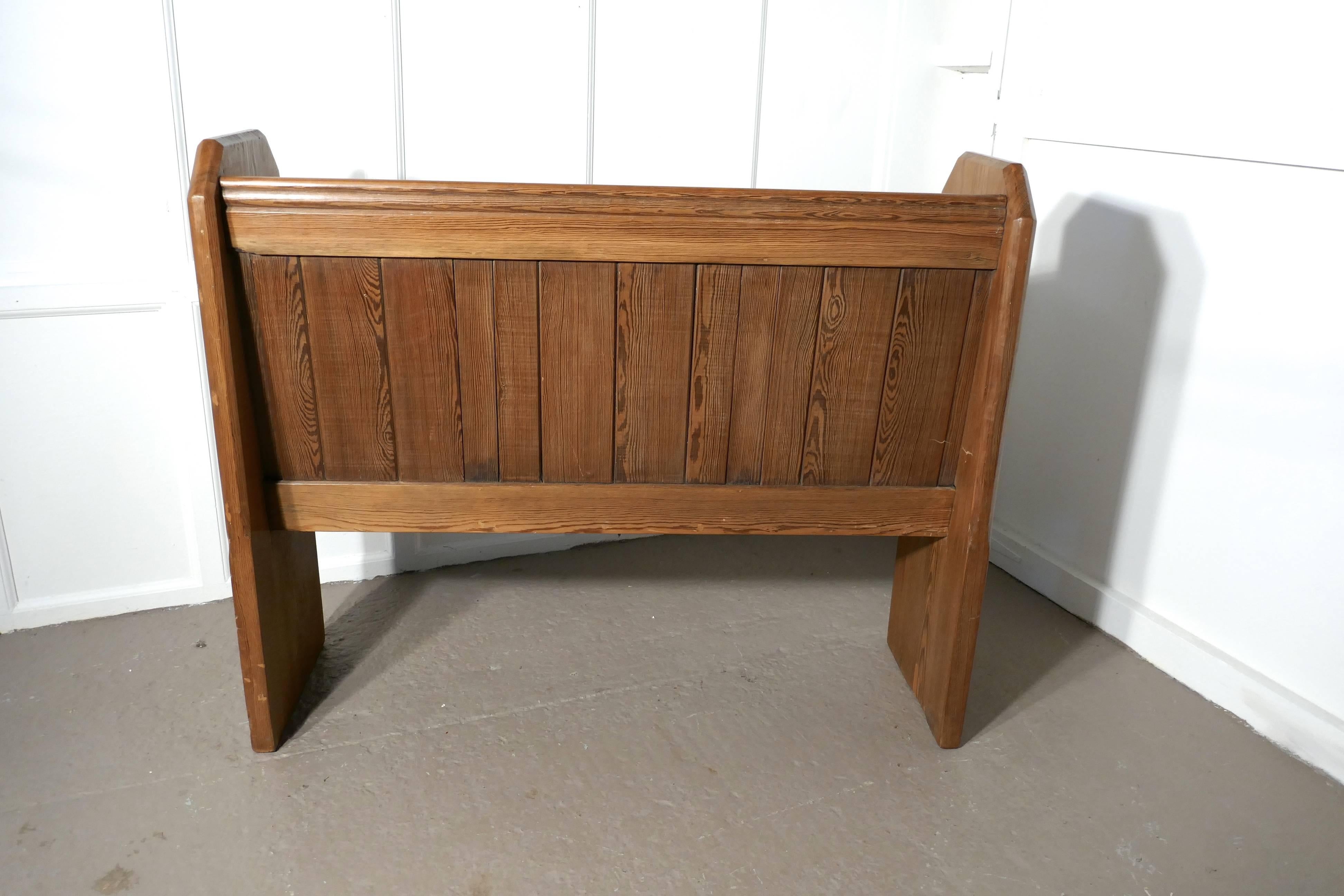 A Victorian pine kitchen bench or church pew
 
The bench is made heavy quality pitch pine, the sides are made from wood 2” thick and the seat is 1.5” thick and the wood is in its original dark pine finish 
Measure: The bench is in good sound