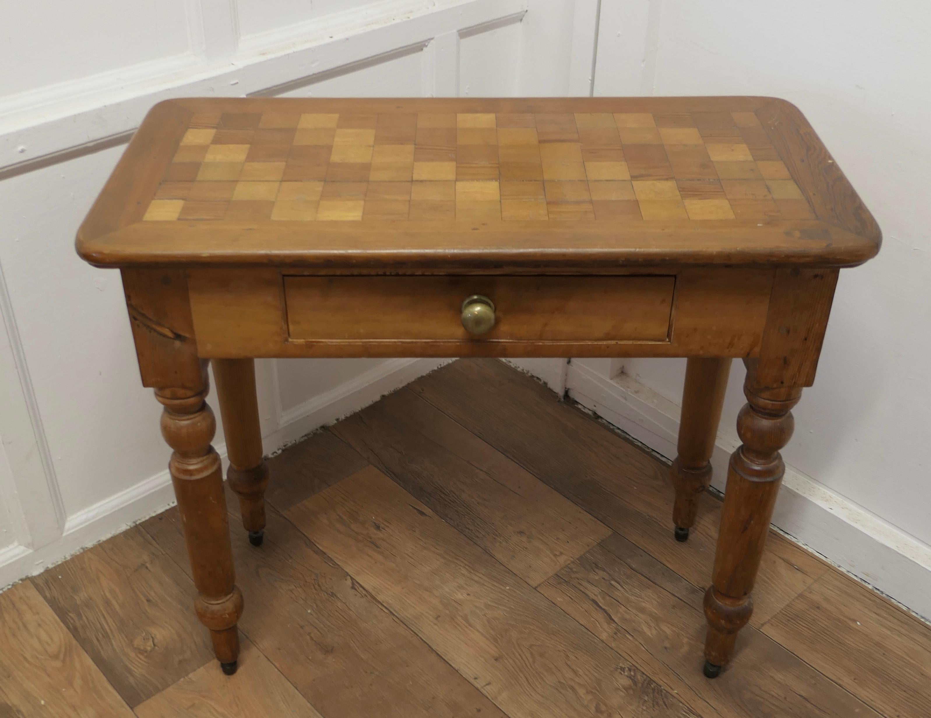 Arts and Crafts  Victorian Pine Marquetry Writing or Side Table    For Sale