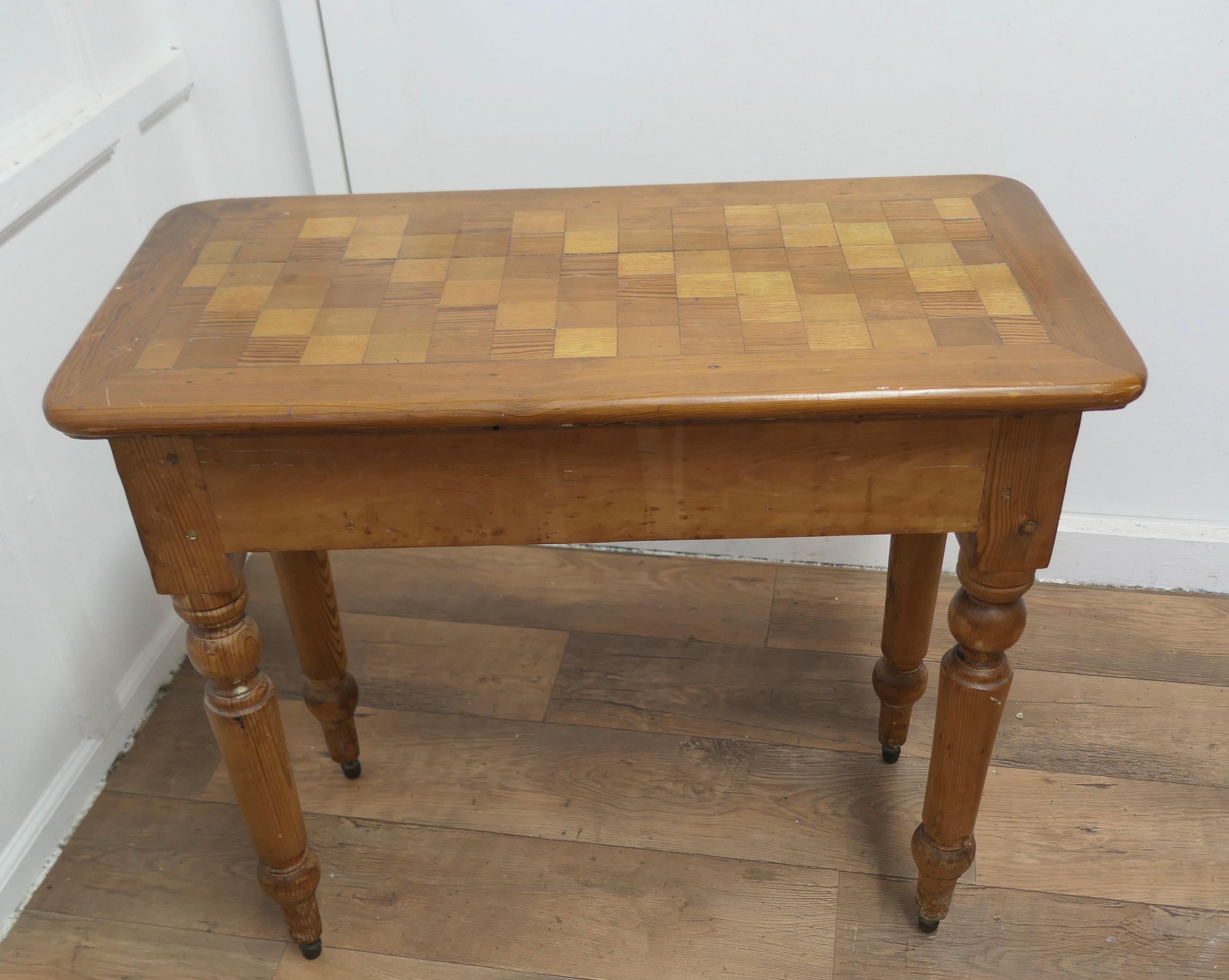  Victorian Pine Marquetry Writing or Side Table    For Sale 2