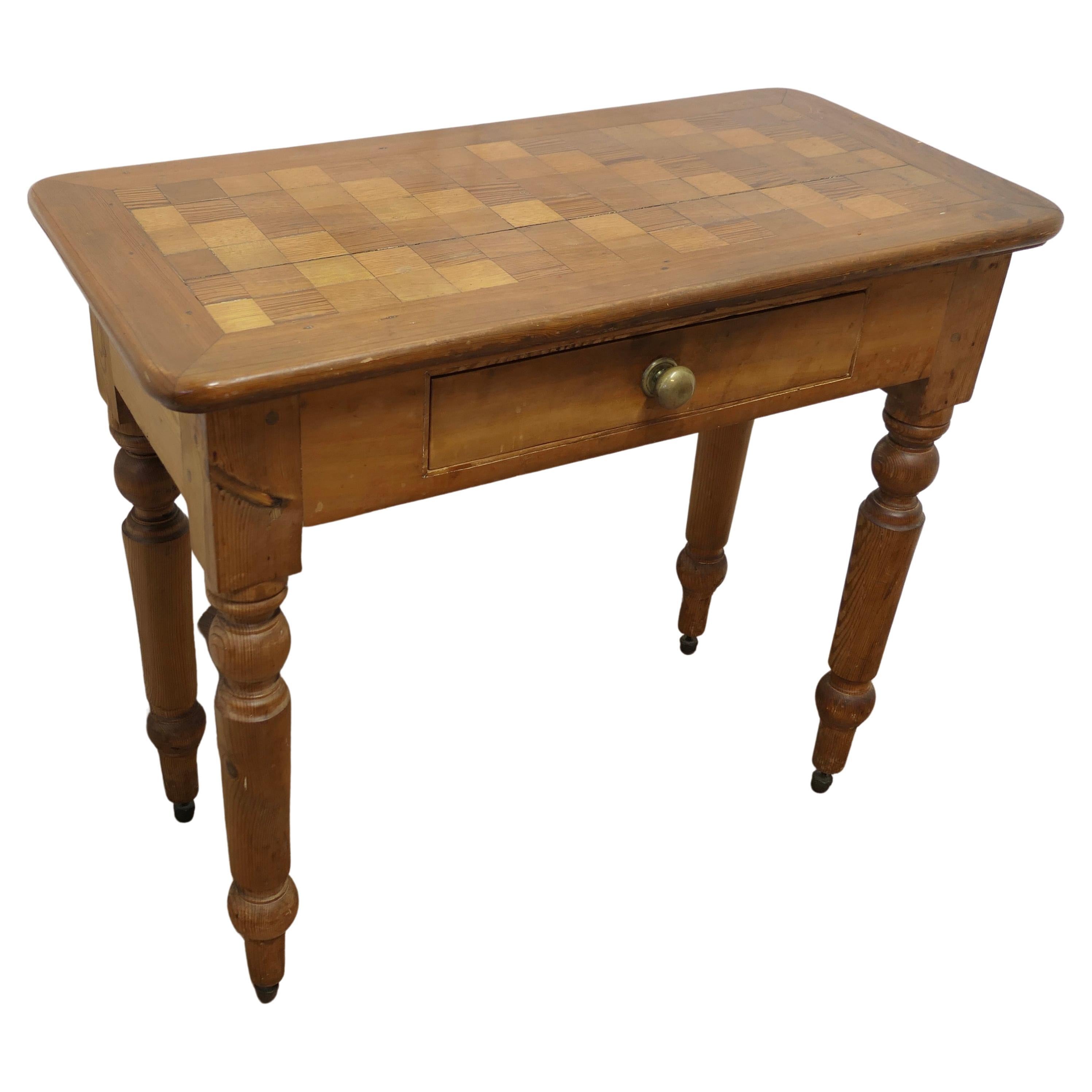  Victorian Pine Marquetry Writing or Side Table    For Sale