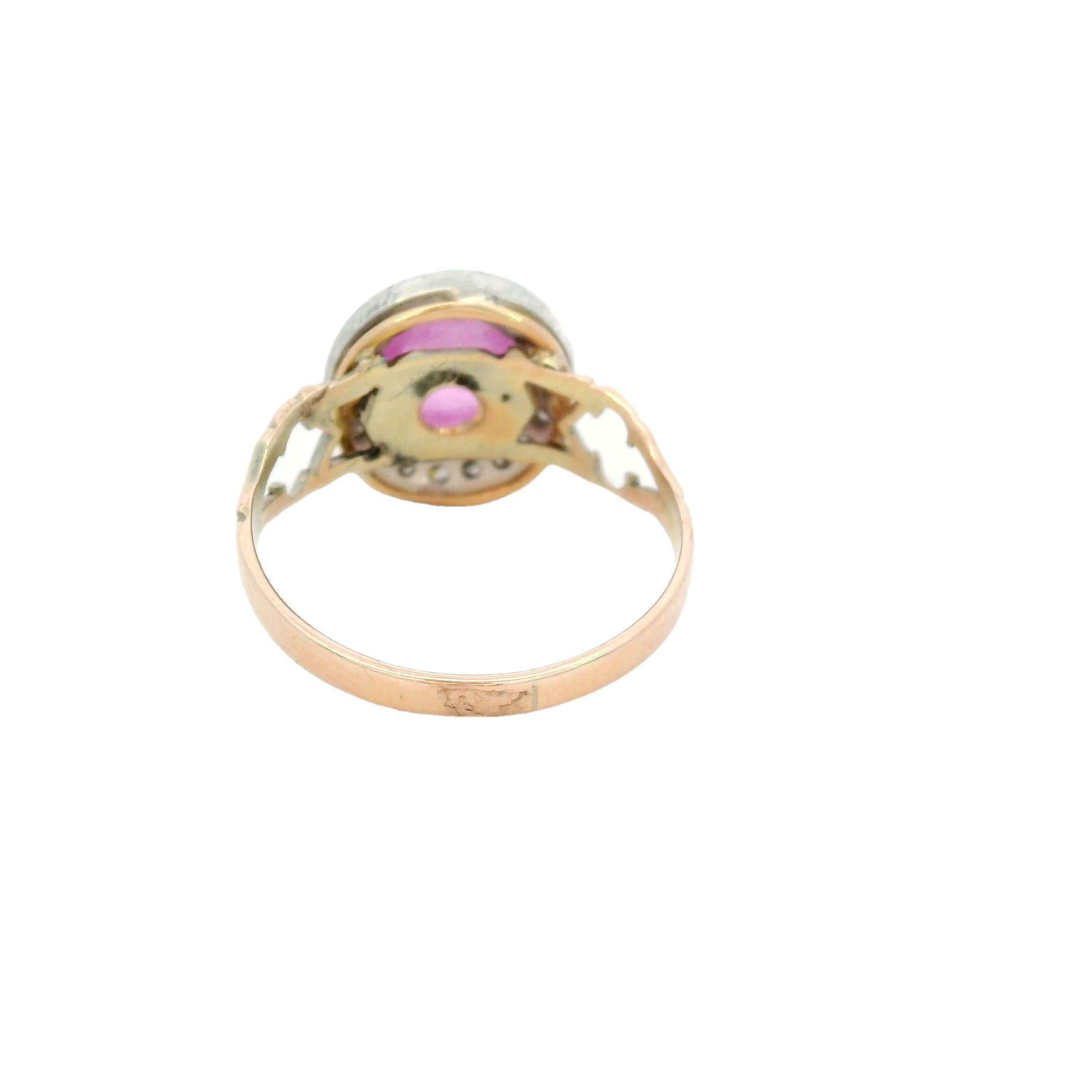 Victorien Bague grappe victorienne en or jaune 10 carats avec saphirs et diamants de 3,9 carats, taille 7,5 en vente