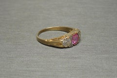Victorian Pink Sapphire and Diamond Trinity Ring