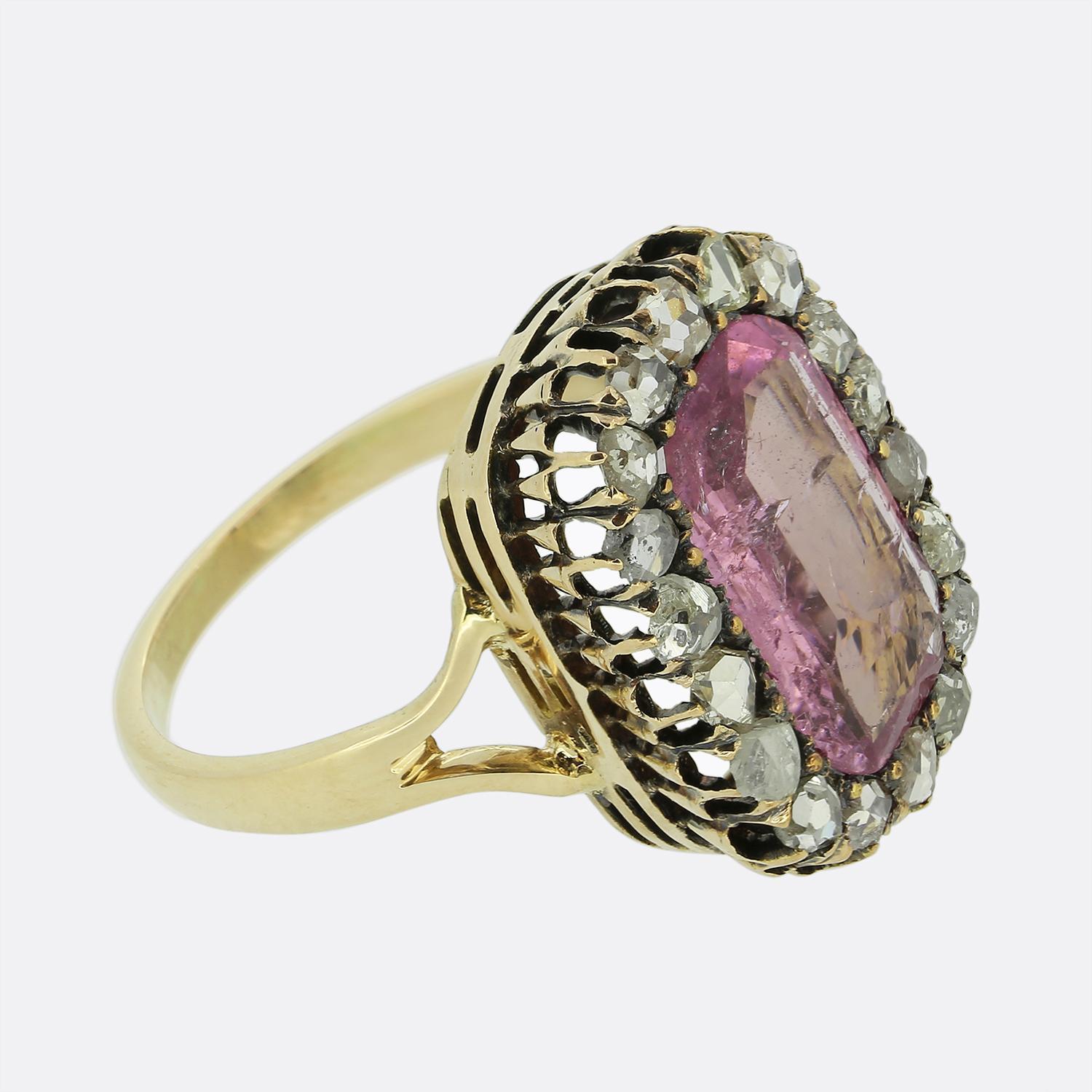Victorian Pink Spinel and Rose Cut Diamond Dress Ring In Good Condition For Sale In London, GB