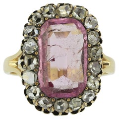 Victorian Pink Spinel and Rose Cut Diamond Dress Ring