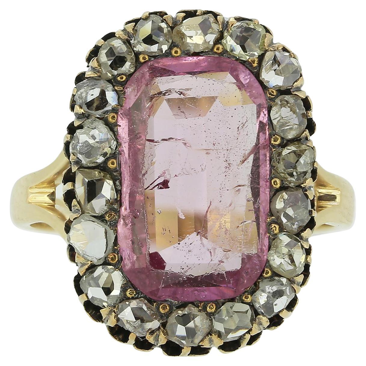 Victorian Pink Spinel and Rose Cut Diamond Dress Ring For Sale