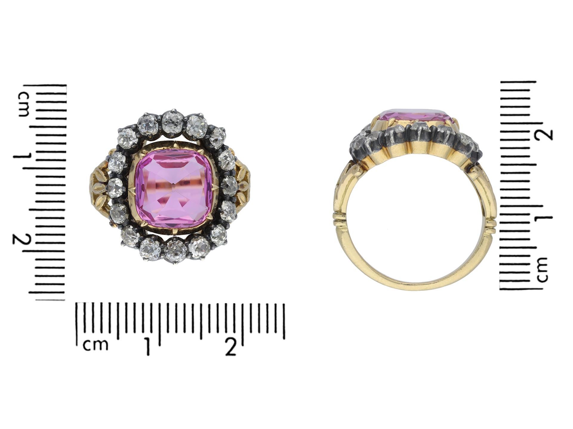 Viktorianischer Pink-Topas- und Diamant-Cluster-Ring, englisch, um 1840 im Zustand „Gut“ im Angebot in London, GB