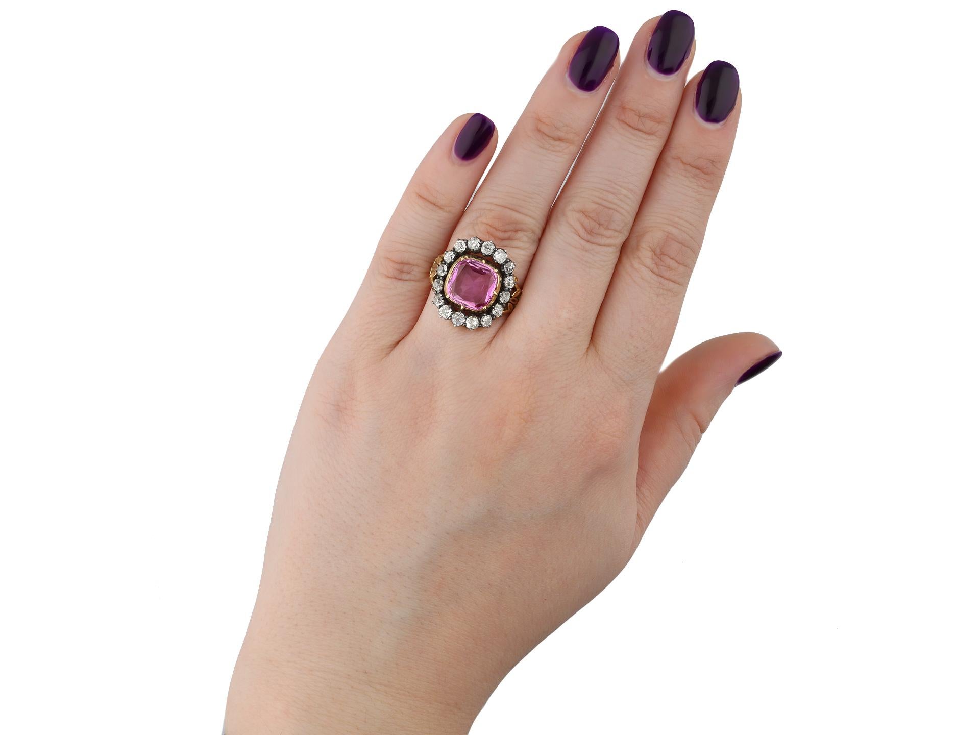 Viktorianischer Pink-Topas- und Diamant-Cluster-Ring, englisch, um 1840 im Angebot 2