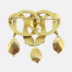 Victorian Pink Topaz and Emerald Double Snake Brooch