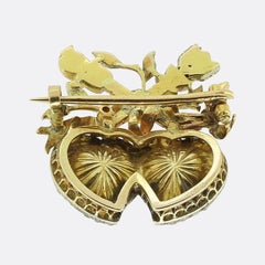 Victorian Pink Topaz and Peridot Witches Heart Brooch