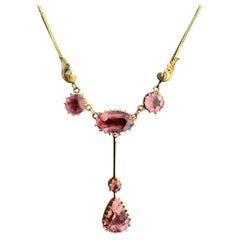 Victorian Pink Tourmaline 14 Karat Gold Necklace