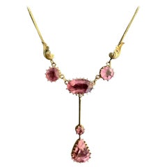 Victorian Pink Tourmaline 14 Karat Gold Necklace