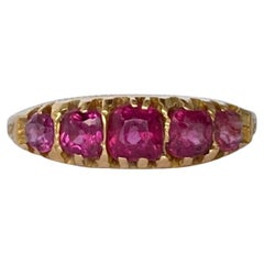 Antique Victorian Pink Tourmaline and 15 Carat Gold Five-Stone Ring