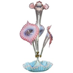 Victorian Pink Vaseline Glass Epergne