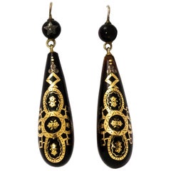 Victorian Pique and Gold Torpedo Earrings