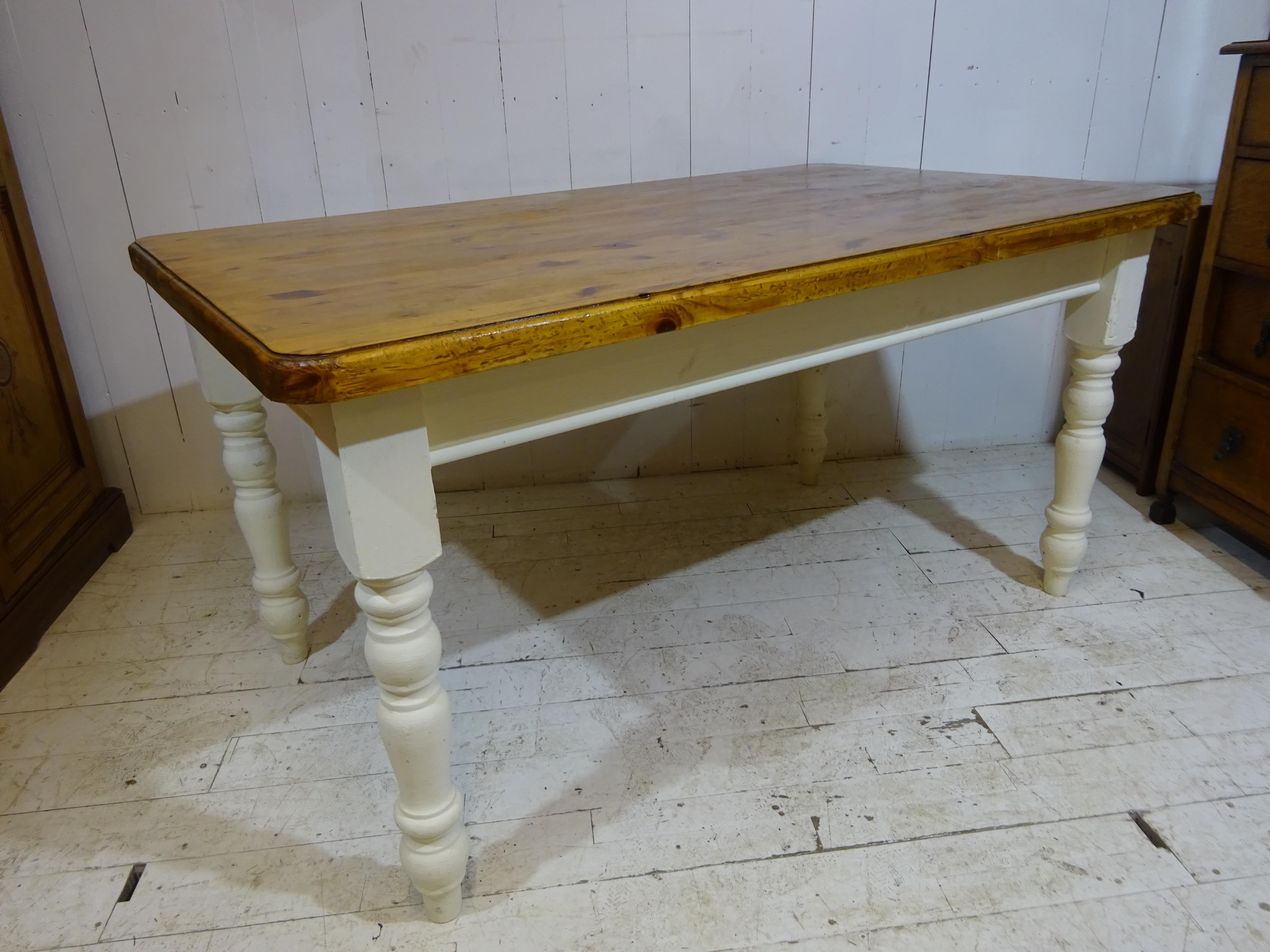 Victorian Pitch Pine Farmhouse Kitchen Table For Sale at 1stDibs