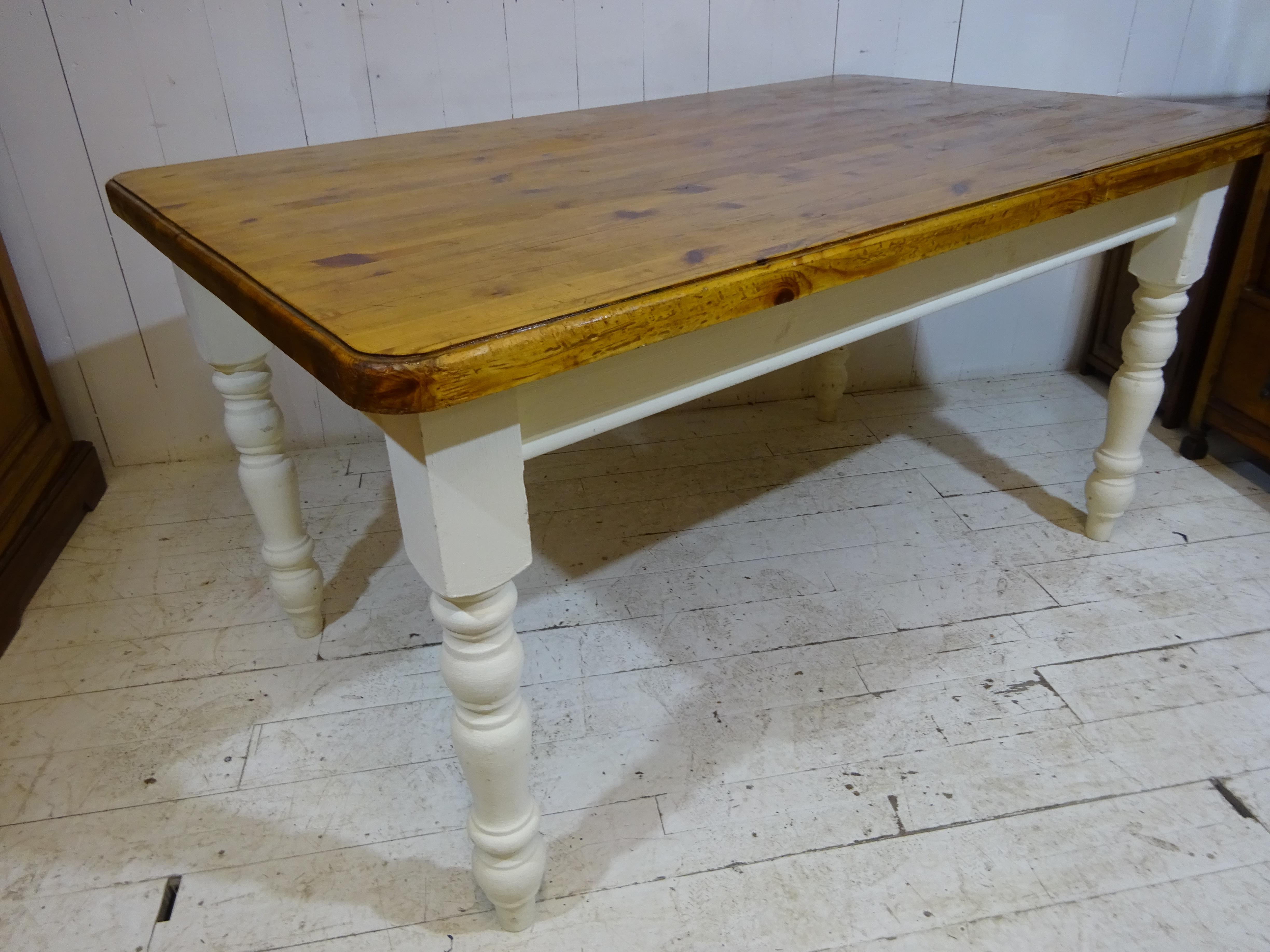 Victorian Pitch Pine Farmhouse Kitchen Table For Sale at 1stDibs