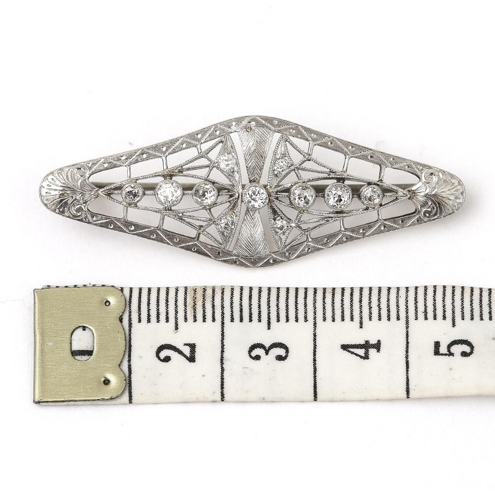 Victorian Platinum and Diamond Art Nouveau Brooch, circa 1890 3