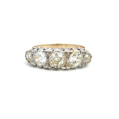 Victorian Platinum Gold 5 Diamond Ring