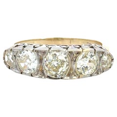 Victorian Platinum Gold 5 Diamond Ring