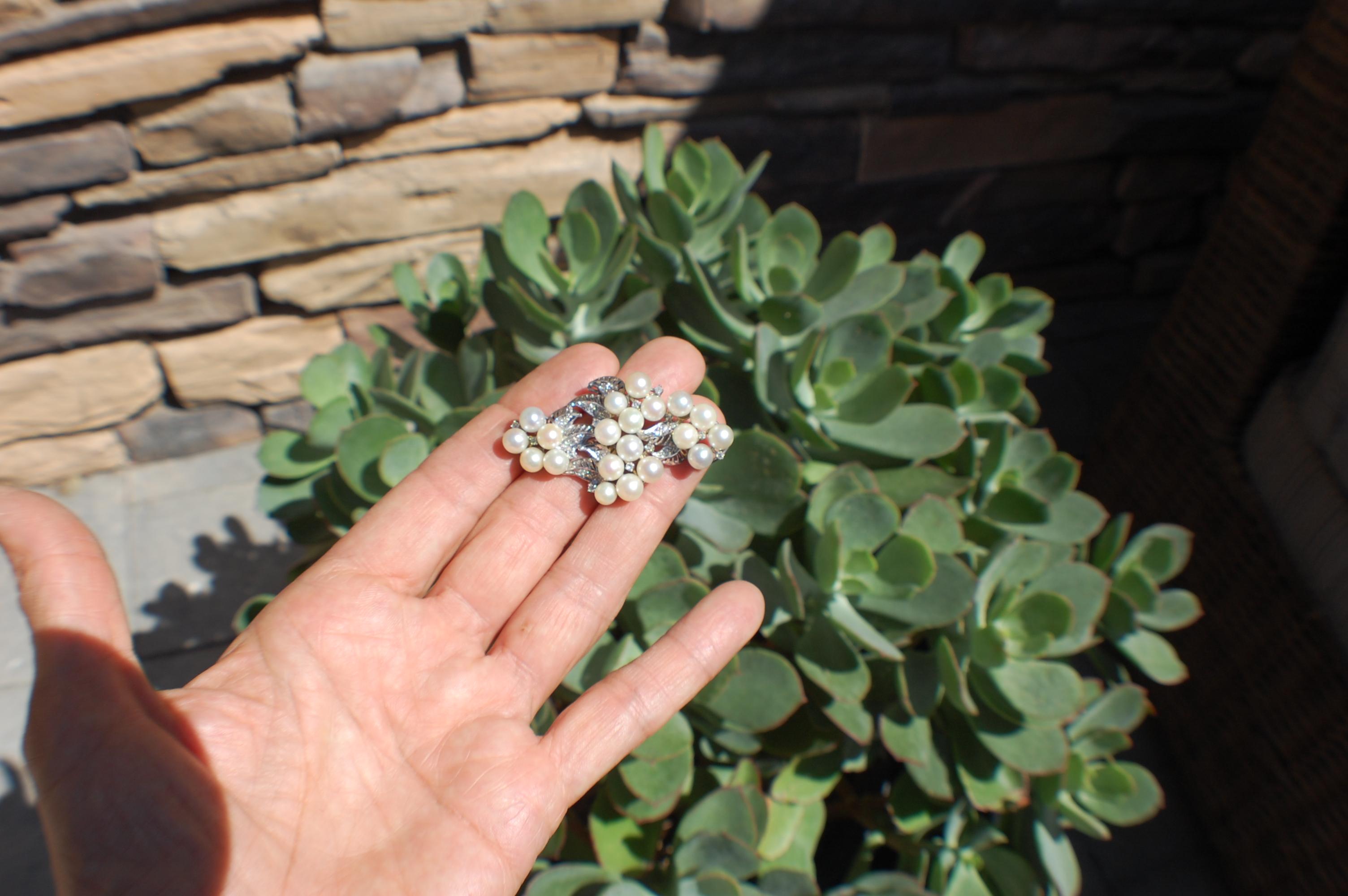 Victorian Platinum Pearl and .50 Carat Diamond Pin, circa 1890 In Excellent Condition For Sale In Laguna Hills, CA