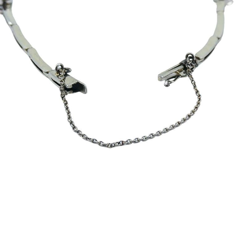 Victorian 18k White Gold Emerald Diamond Bracelet For Sale 5