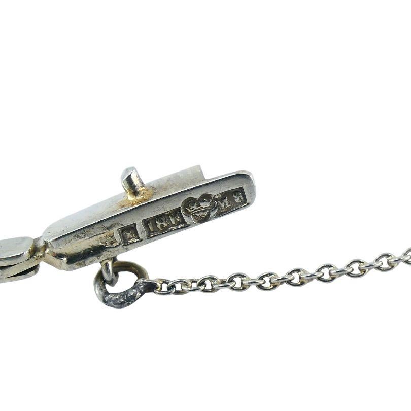Victorian 18k White Gold Emerald Diamond Bracelet For Sale 4