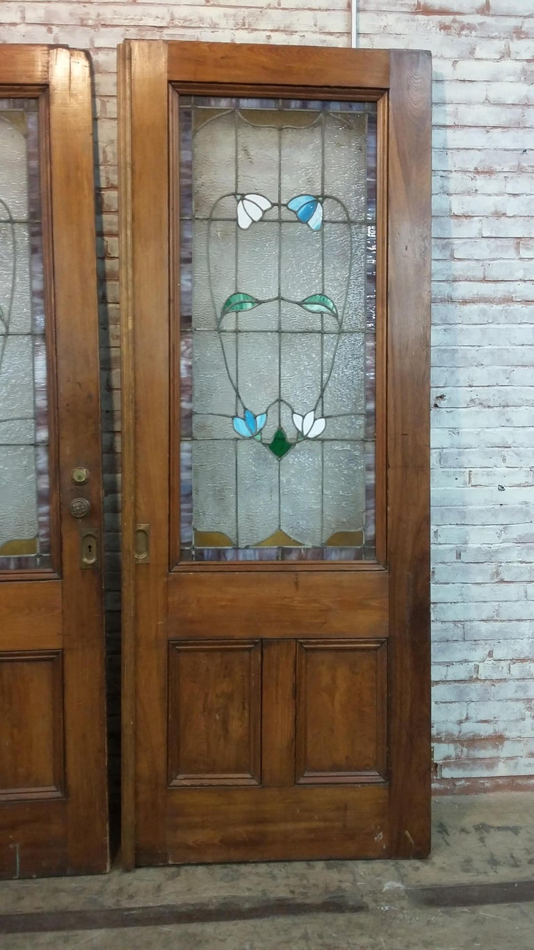 Victorian Pocket Doors with Stained Glass Panels at 1stDibs stained